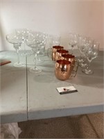 Wine glasses and copper cups