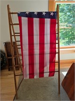 Primitive clothes drying rack & American flag