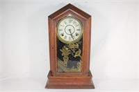 Antique Wood Mantle Clock with Key - No pendulum