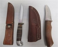 Case 4" blade hunting knife with leather sheath