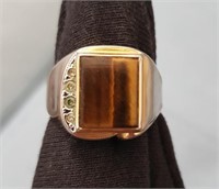 Men's 18k White Gold & Stone Ring