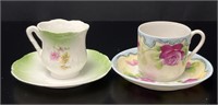 2 Small Japanese Teacup & Saucers VTG