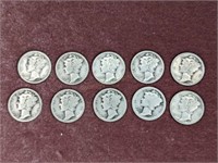 (10) Mercury Dimes