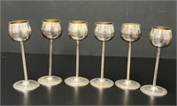 6 SILVER PLATE TOASTING LONGSTEM SHOTGLASSES