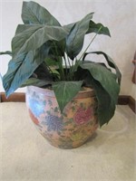 Artifical Plant in Large Porcelain Planter 16"D