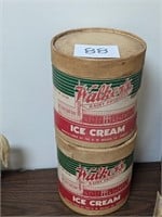 Pair of Walker's Dairy Ice Cream Containers