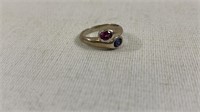 .925 Silver Sapphire & Amethyst Ladies Ring