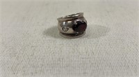 Vintage Modernist .925 Silver Brown Garnet Ring