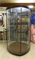 Large Beveled Curved Glass Display Case.