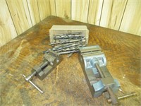 2 Drill Press Vises and Large Drill Bits