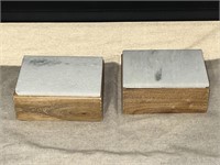 SET of TWO Small Marble Top Storage Boxes