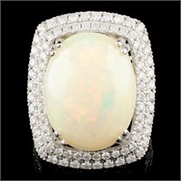 14K Gold 8.45ct Opal & 1.37ctw Diamond Ring