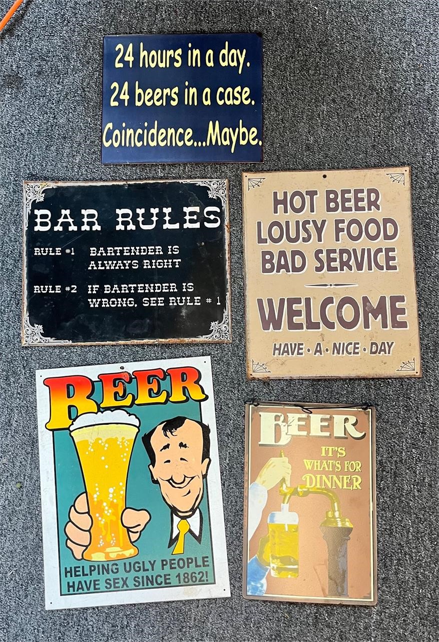 Metal novelty beer signs