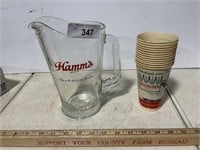 Hamm's beer pitcher & Hamm's Beer paper cups