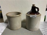 Shoulder jug & crock, no markings