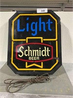 Lighted Schmidt Beer sign, electric