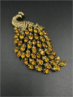 Amber peacock brooch and pendant