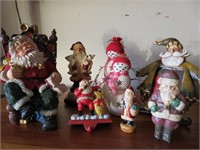 Lot - Santa Figures - stocking holder and Snowmen