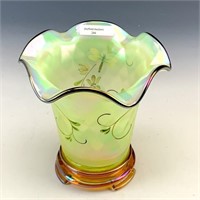Fenton Topaz Opal Signed Ruffled Vase