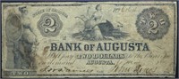 Genuine 1860s Bank of Augusta GA $2 note