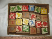 Vintage Wood Child's Alphabet Picture Blocks