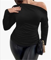 New (Size M) Women's Plus Size Ruched Long Sleeve