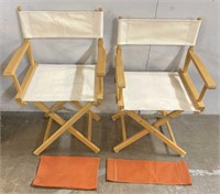 Pair of Wood Folding Director Style Chairs
