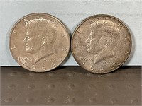 Two 1964D Kennedy half dollars