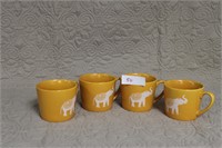 Set of 4 orange mugs