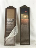 Pair of Vertical Framed Mirrors with Picture Slots