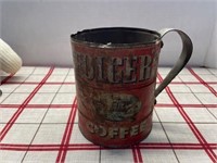 VINTAGE FOLGERS COFFEE CAN WITH HANDLE