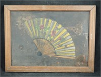 Antique Framed Tin Ware Fan Art Picture Original