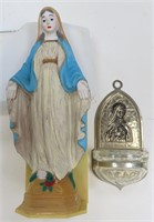 TWO (2) Religious Items incl. Holy Water Font