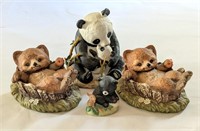 Porcelain Bears 1988 Homco 2 Pandas 2 Brown Bears