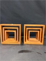 2 sets of 9"x9" set of 3 wooden hanging shelves