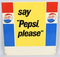 PEPSI-COLA DOUBLE SIDED TIN SIGN