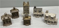 6 Antique Cast Iron Still Coin Banks Buildings