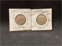 1953 Washington & Canada Quarters