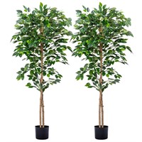 HAIHONG 2Packs 5FT Ficus Trees Artificial with Re