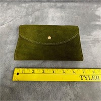 Vintage 70s Soft Suede Olive Green Wallet
