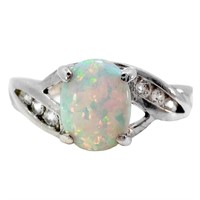 Opalescent Diamante Crossover Ring SS