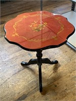 Red & Black Lacquer Three Leg Side Table