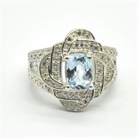 Silver Blue Topaz(1.3ct) Ring