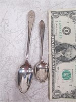 2 1916 Etched Sterling Silver Spoons w/ Matching