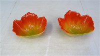 (2) Orange "Leaf" Ceramic Bowls
