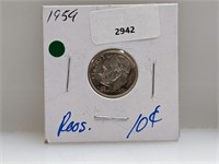 1959 90% Silv Roos Dime