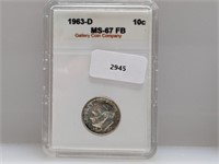 GCC 1963-D MS67FB 90% Silv Roos Dime