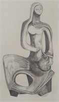 Gagnon, Cubist  Female Graphite Study on Paper,