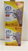 2 BOXES OF LATEX DISPOSABLE GLOVES - 100 PER BOX
