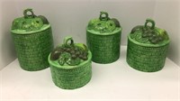 Set of (4) green kitchen canisters